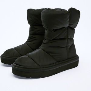 Zara Black Quilted Ankle Boots